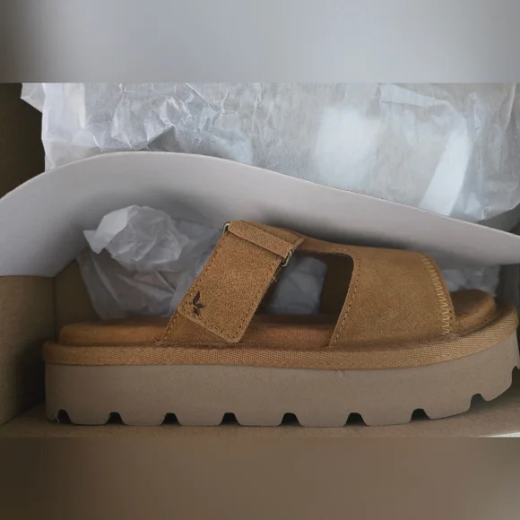 NEW Koolaburra By UGG TIZZ Tan Suede Platform Sandals Size 8 - Picture 6 of 15